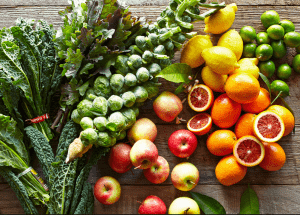 a group of fruits and vegetables on a wood surface Healthy Weight Loss Diets Hockley